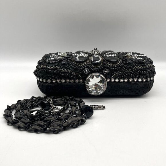Mary Frances Sublime Black Beaded & Jeweled Embellished Clutch - Picture 9 of 12
